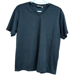 Positano Mens Medium Black V Neck Short‎ Sleeve Casual T Shirt